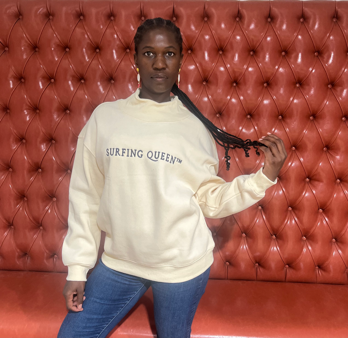 Surfing Queen™️ Luxurious Mock Neck Pullover image 1